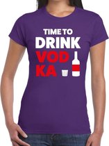 Toppers Time to drink Vodka tekst t-shirt paars dames - dames shirt  Time to drink Vodka XXL