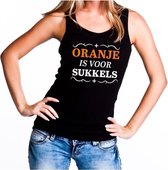 Zwart Oranje is voor sukkels singlet/ mouwloos shirt dames -  Koningsdag kleding XL