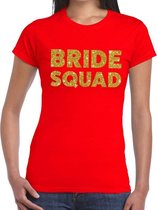 Bride Squad gouden glitter tekst t-shirt rood dames - dames shirt Bride Squad - Vrijgezellenfeest kleding S