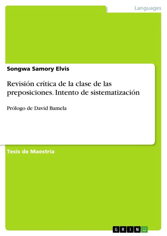 Revisión crítica de la clase de las preposiciones. Intento ... - cover