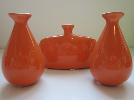 Set van 3 kleine, oranje PTMD vaasjes, aardewerk | bol.com