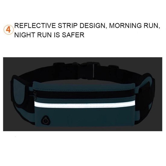 heuptasje sport – running belt – hardloop heuptas - verstelbare buideltas - zwart - Merkloos