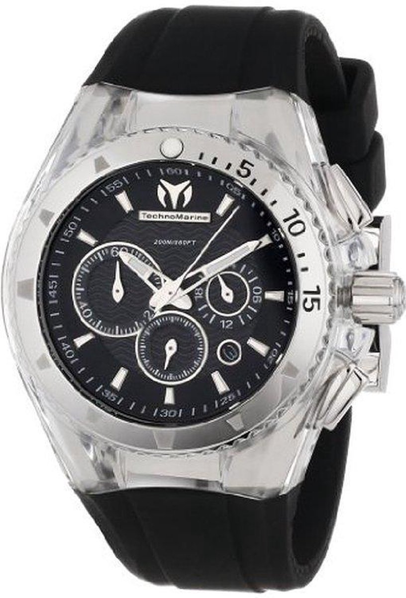 TechnoMarine 110048 - Horloge - Leer - Zwart - 45 mm