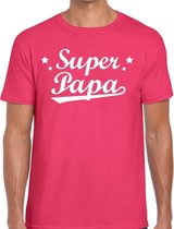 Super papa cadeau t-shirt roze voor heren 2XL