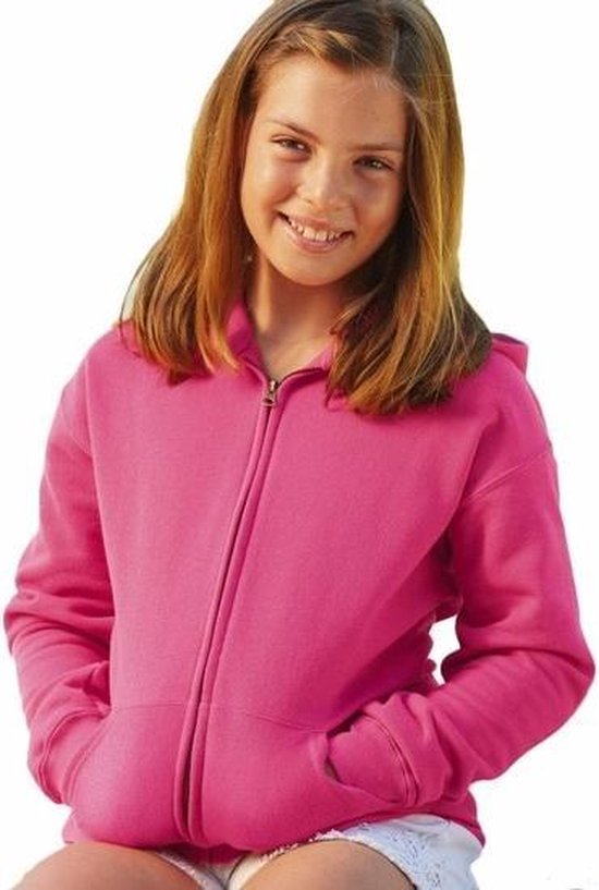 Fuchsia roze katoenmix vest met capuchon voor meisjes 164 (14-15 jaar)