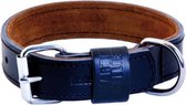 Halsband voor hond  black&tan leer zwart / bruin 35 mmx60 cm