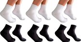 katoenen heren sokken met badstof 6 paar black&white maat 39-42