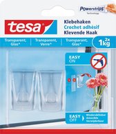 10x Tesa Klevende haak voor Transparant en Glas, draagvermogen 1 kg, blister a 2 stuks