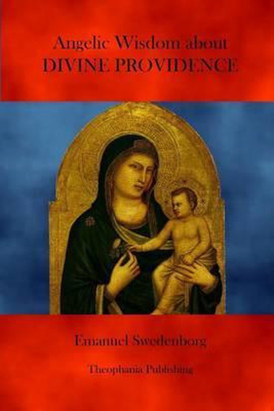 Boek kaft met afbeelding van Maria met Jezus, met de titel "Angelic Wisdom about Divine Providence" door Emanuel Swedenborg.