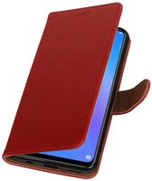 Rood Pull-Up Booktype Hoesje voor Huawei P Smart Plus
