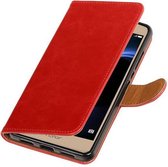 Zakelijke Book Case Telefoonhoesje Geschikt voor de Huawei Honor V8 - Portemonnee Hoesje - Pasjeshouder Wallet Case - Rood