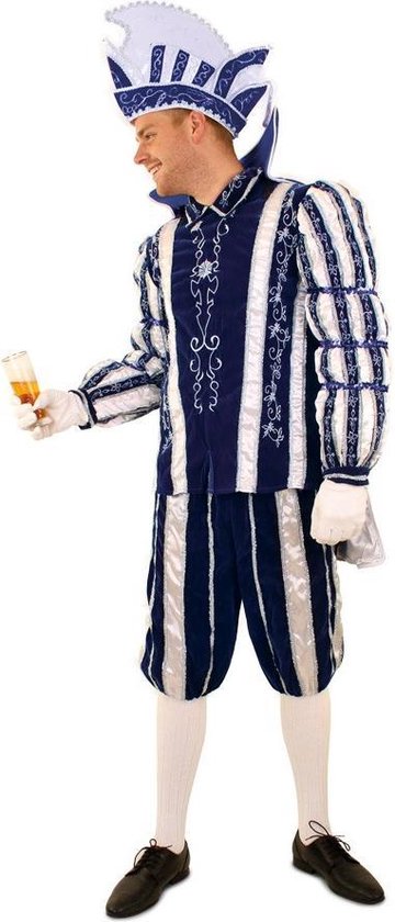 Ruwe olie Slijm verzoek Prins Carnaval kostuum pak blauw wit - maat 54 - jas broek cape  prinsenpakspak... | bol.com