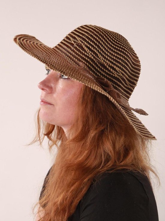 Dames hoed - gestreept - bruin - beige - tijdloos model | bol.com