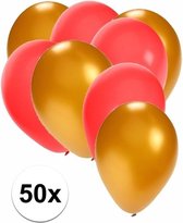 50x ballonnen goud en rood - knoopballonnen