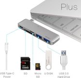 C1 Plus 5-in-1 Type C convertor ( 1x Type-C, 1x SD Card, 1x Mini SD Card, 2x USB 3.0) - Grijs