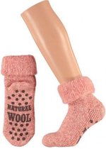 Wollen huis sokken anti-slip voor meisjes roze maat 27-30