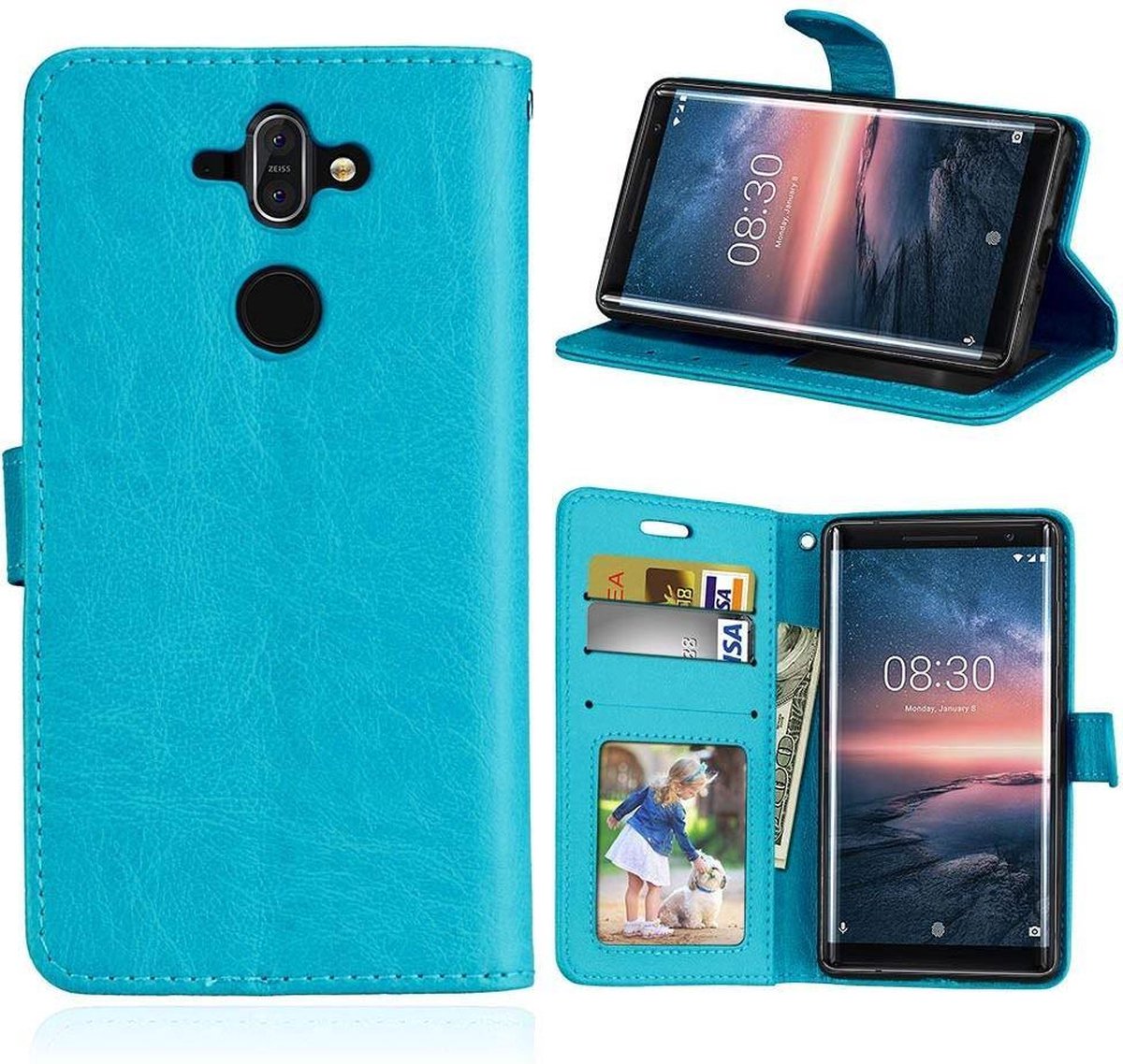 Nokia 8 Sirocco portemonnee hoesje - Turquoise