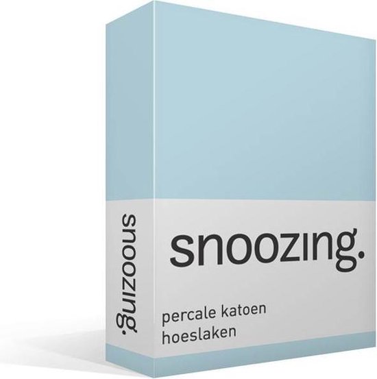 Snoozing - Hoeslaken  - Tweepersoons - 120x200 cm - Percale katoen - Hemel