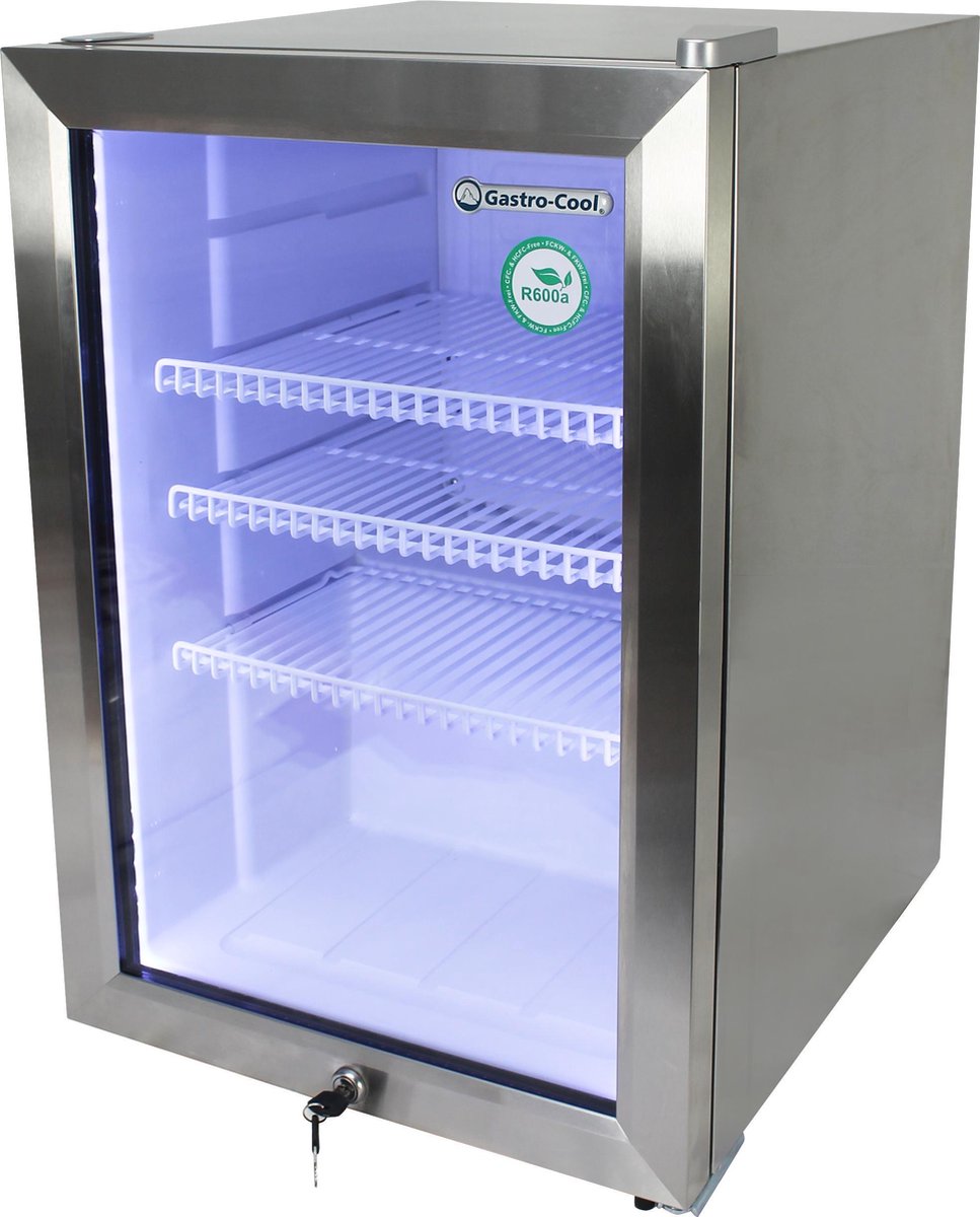 Gastro-Cool KW65 - Mini koelkast met glazen deur 62 Liter - RVS/RVS/Wit  204801 | bol.com