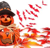 24 stuks muursticker rode 3d vleermuizen / Halloween decoratie / versiering / kleur rood