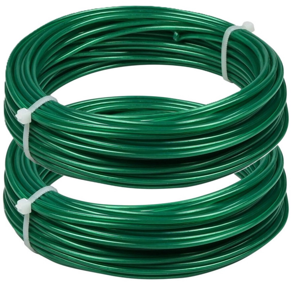 Benson Planten Binddraad - 2x - staaldraad - groen - ommanteld - 15 meter - polypropyleen - 2 mm