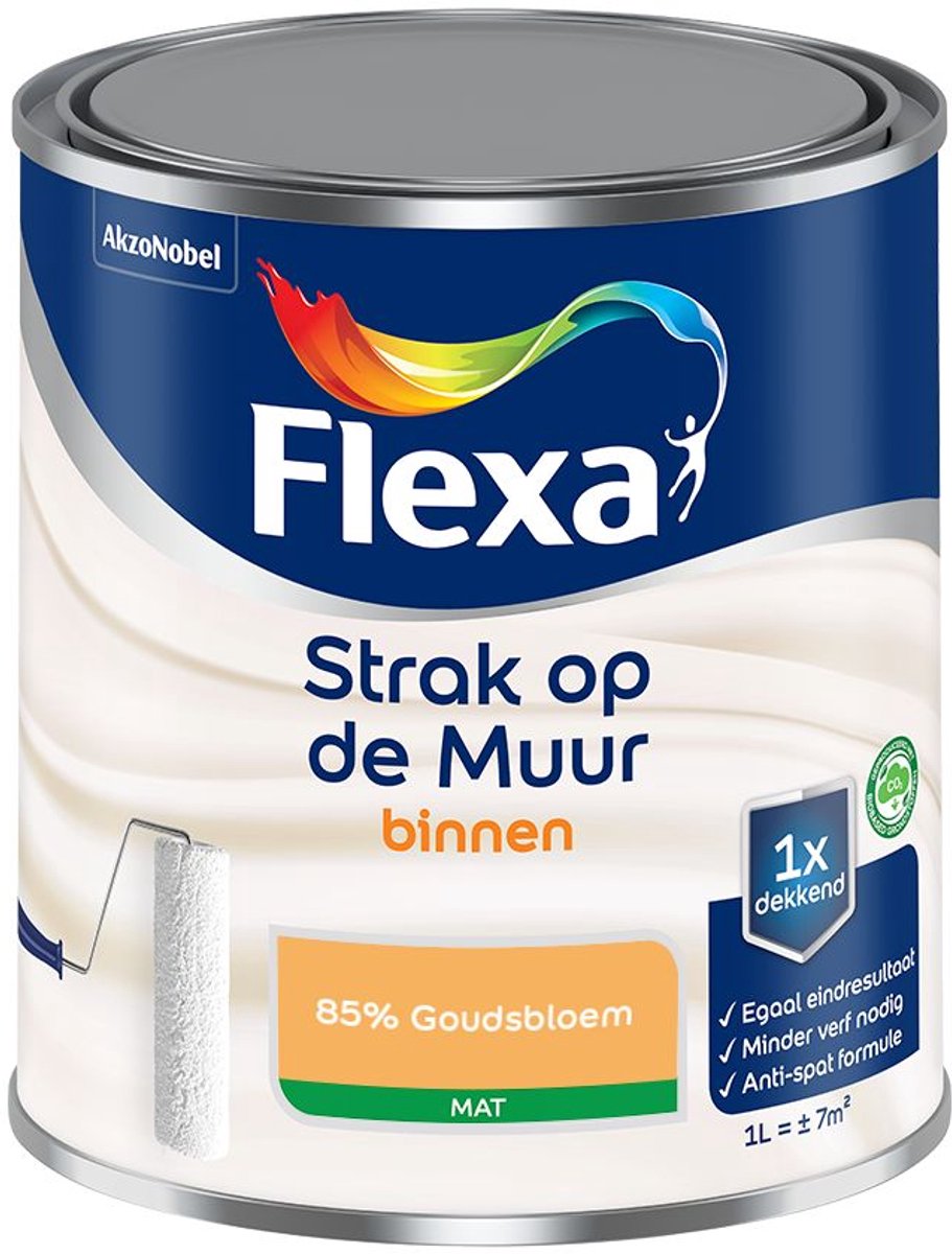 Flexa - Strak Op De Muur Binnen Mat - 85% Goudsbloem - Mengverf - 1 L