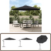Bol.com vidaXL Zweefparasol - 350 cm - Zwart - Aluminium Paal Hangende Parasol - Parasol Zwarte Kleur - Buitenzonwering - Terras... aanbieding