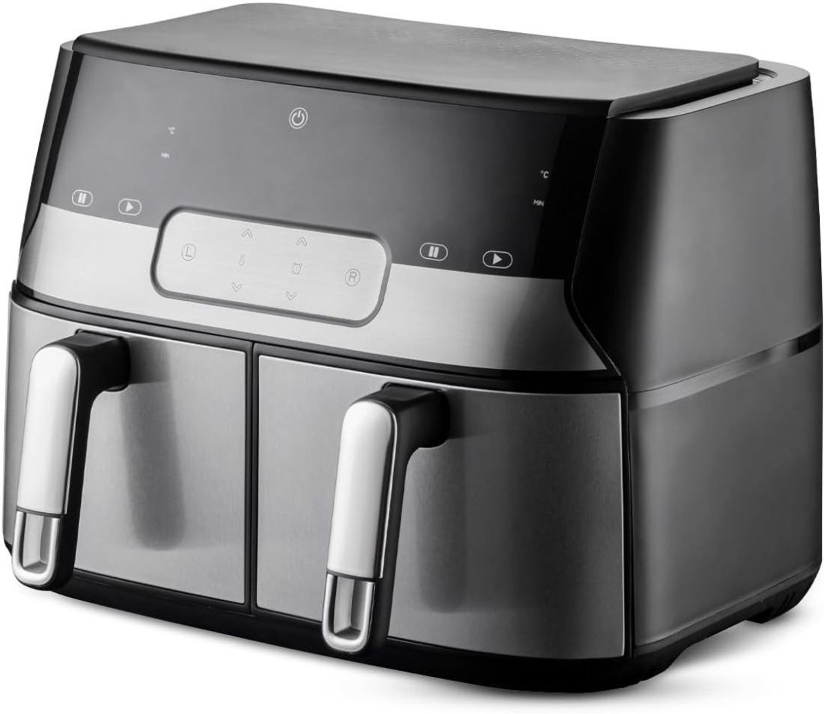 Zylo® Dubbele Airfryer - Heteluchtfriteuse - Duo Airfryer - 9 L - - 35x39x31cm - Zwart