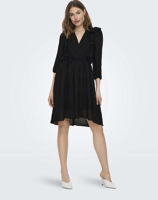 ONLY ONLLONDON 3/4 RUFFLE DRESS NOOS WVN Dames Jurk - Maat XS