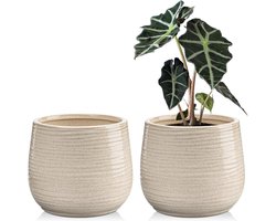5.5"/14CM Keramische Plant Potten Indoor Set van 2 - Keramische Planter met Drainage Gaten - Decoratieve Bloempotten voor Succulente Cactus - Kamerplanten