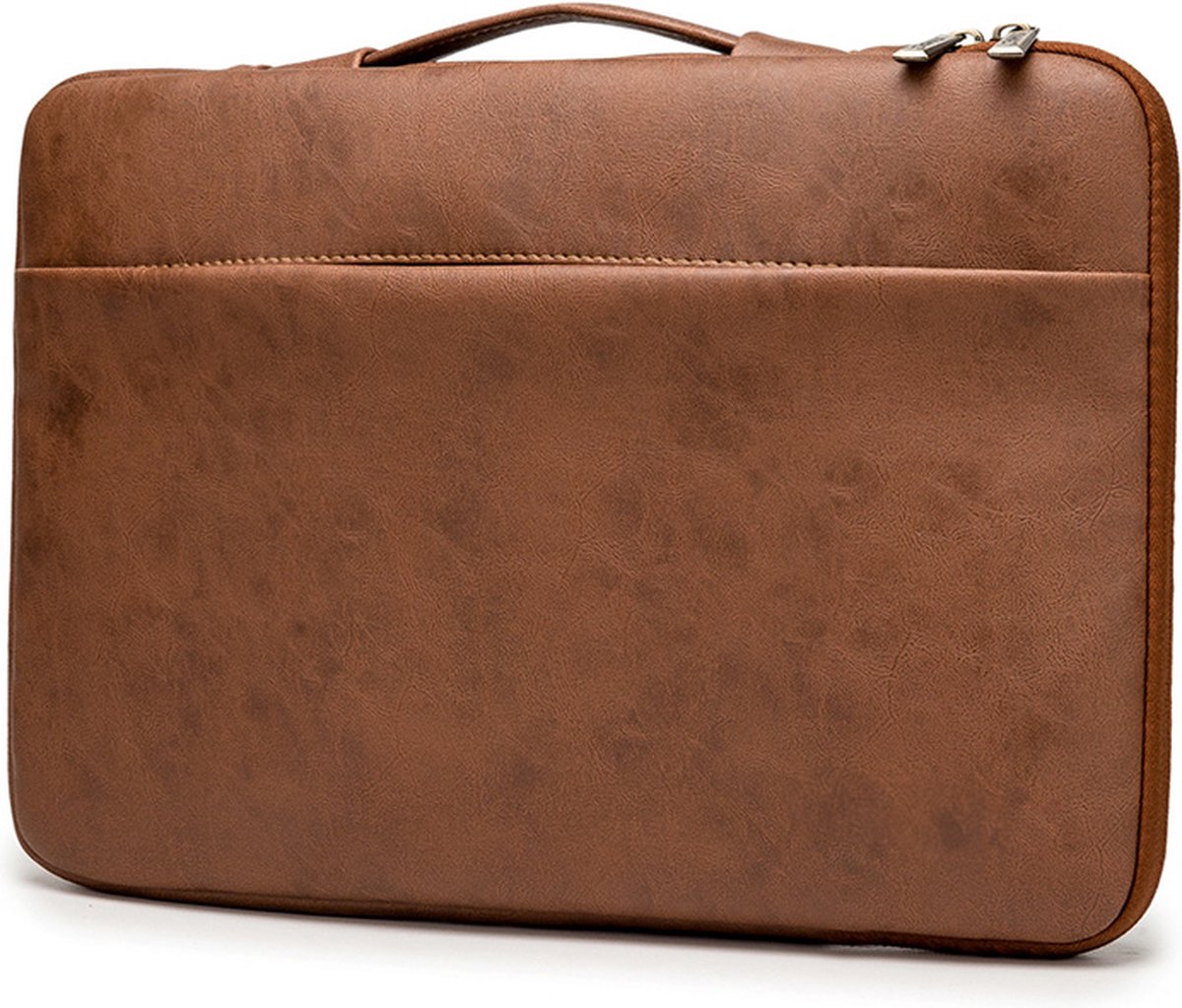 Lopoleis® Leren Laptoptas 15.6 inch – Bruin – Luxe Laptophoes – Laptop sleeve – Geschikt voor Macbook Air & Pro – PU leer
