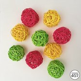 Design407 - Deco ballen 6 cm - 9 stuks - Rood Geel Groen - Carnaval - Vastelaovend - Carnaval decoratie - Carnaval accessoires - Carnaval versiering - Limburg - Stro Ballen