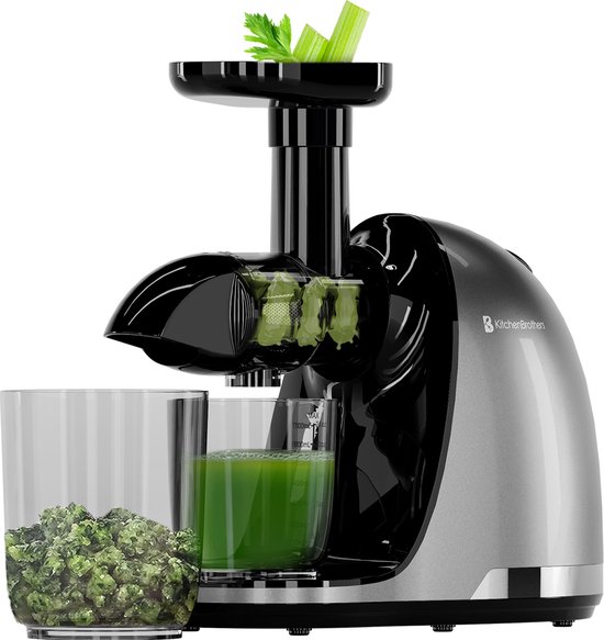 KitchenBrothers Slowjuicer - Fruit Smoothies - Groente Sap - Persschroef - 700ml - 150W - Antraciet