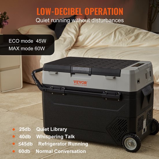 VEVOR Auto Koelkast Camping Koelkast 53 L Koelbox Koelkast Boot 12/24 V Verrijdbare Elektrische Vriezer 2 In 1 Dubbele Zone Autokoelkastcompressor van Merkloos — afbeelding 4