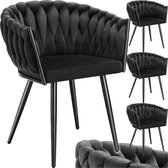 Bol.com tectake® - Set van 4 Fluwelen eetkamerstoelen - Kuipstoel met armleuning in knooplook - Eetkamerstoel - Moderne eetkamer... aanbieding