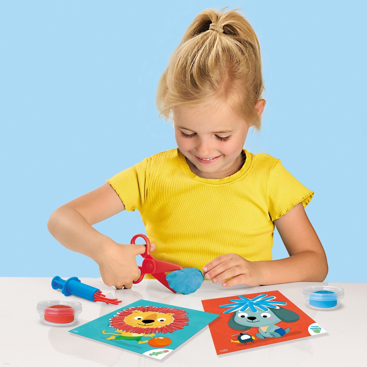 SES Creative - My First – Dieren Klei Kapsels maken – Kapsels maken op Dierenkaarten - Inclusief tools om klei haren te maken - Kappersset - 1 tot 4 jaar — afbeelding 2