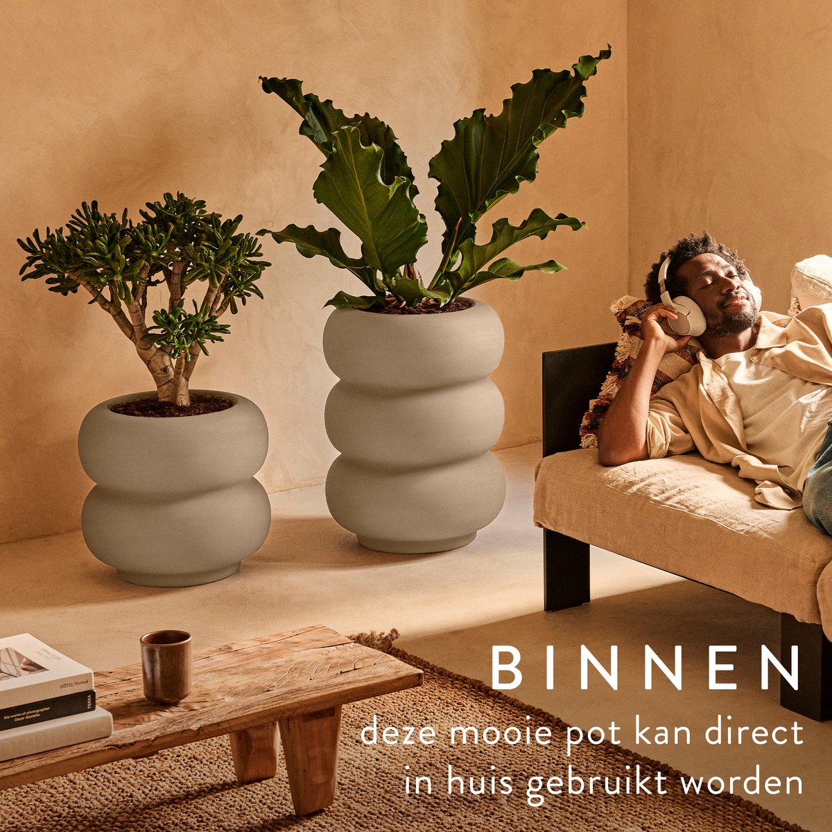 Elho Amber Roll Low 43 - Flower Pot for Indoor & Outdoor