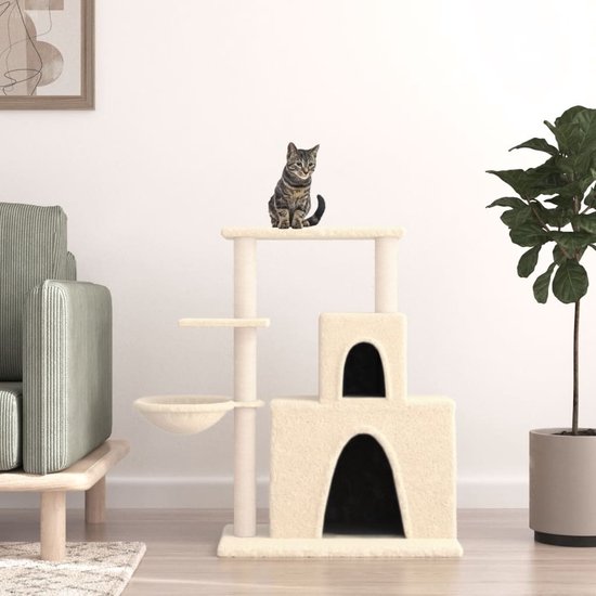 vidaXL Kattenmeubel met sisal krabpalen 154 cm crèmekleurig vidaXL Kattenmeubel met sisal krabpalen 154 cm crèmekleurig