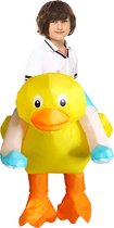 KIMU® Costume gonflable Enfants à cheval sur un canard en caoutchouc - Costume Opblaasbaar - Mascotte - Duck en caoutchouc gonflable - Costume de carnaval