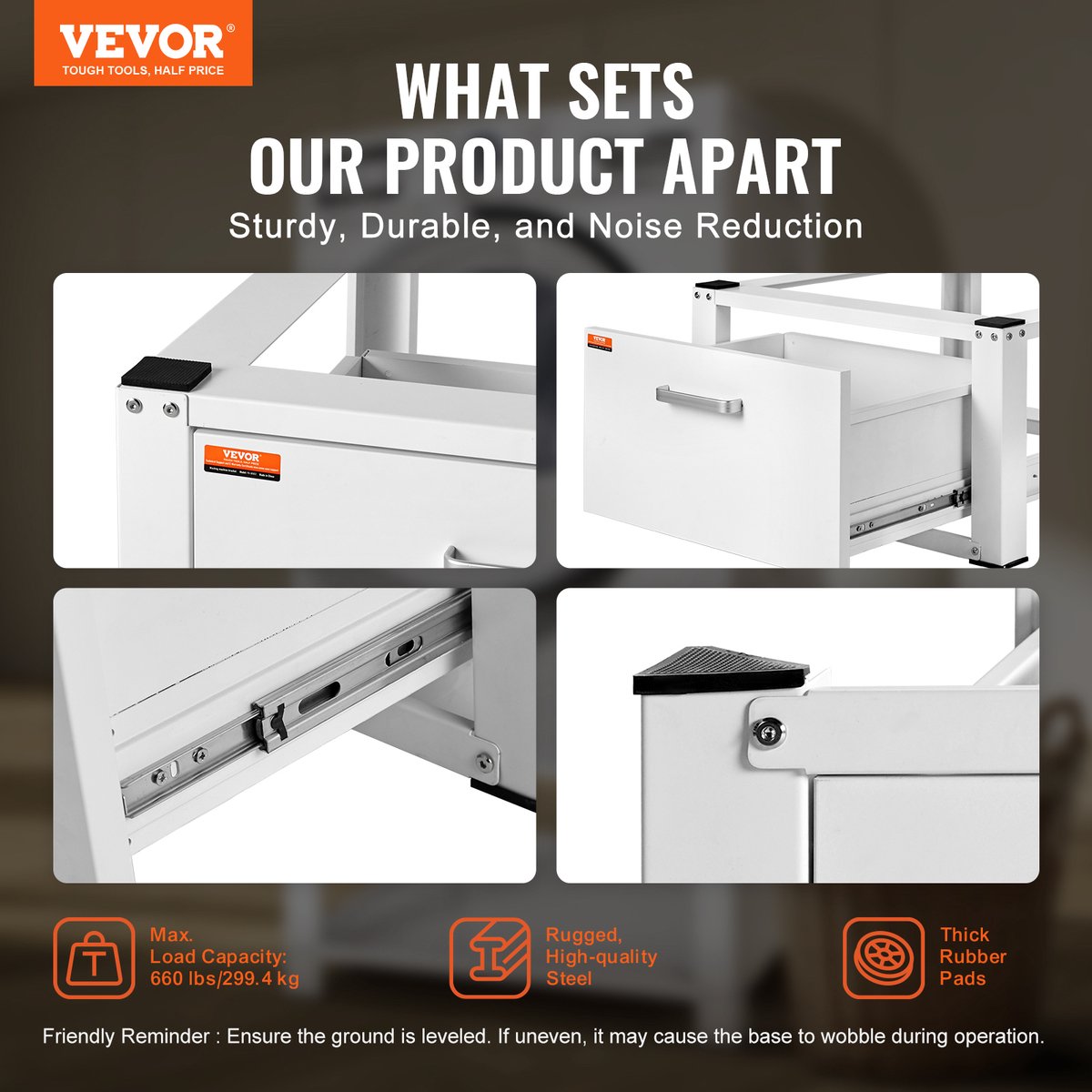 VEVOR Droogrek 28" x 25" x 14" Wasmachine Droger Stand Platform Universele Pasvorm 500lb Capaciteit Heavy Duty Wasmachinebasis thumbnail 5