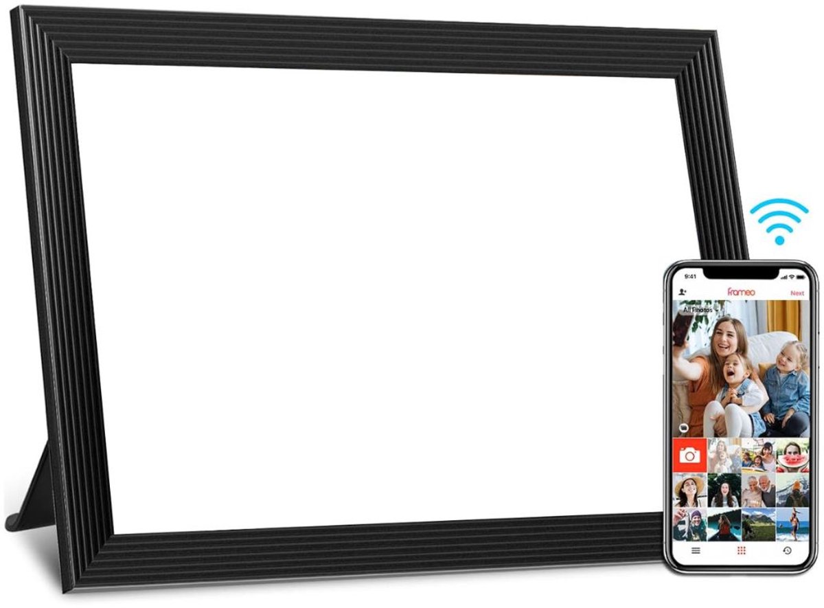 ApexArte® Digitale Fotolijst met Wifi - Fotolijsten - Frameo App - HD Kwaliteit - Zwart