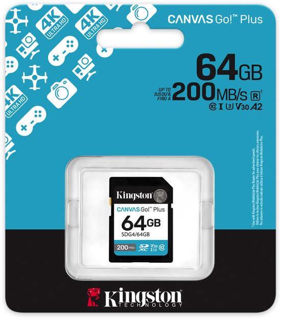 Kingston Technology Canvas Go! Plus 64GB SDXC Canvas Go Plus Gen4 200MB/s C10 UHS-I U3 V30 — afbeelding 3
