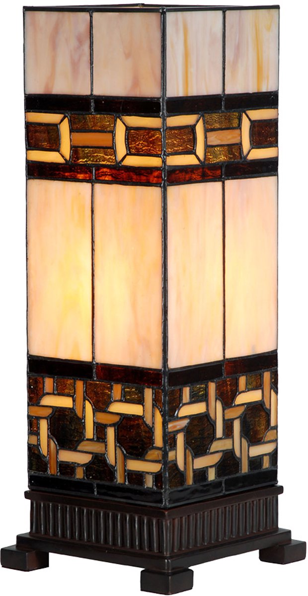 Lumilamp Tiffany Tafellamp 17x17x44 cm Beige Glas