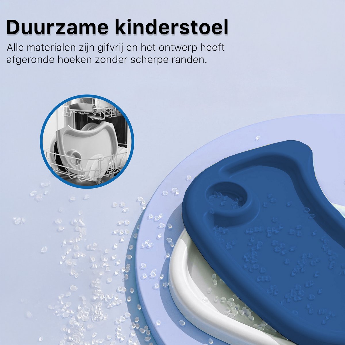 Phreeze Kinderstoel - Inklapbaar - Meegroeistoel 6 t/m 72 maanden - Afneembare Wielen - Eetstoel Baby & Peuter - Ook als Loopstoel, Wipstoel, Babystoel aan tafel / voor eten / thuis - Blauw – foto 5