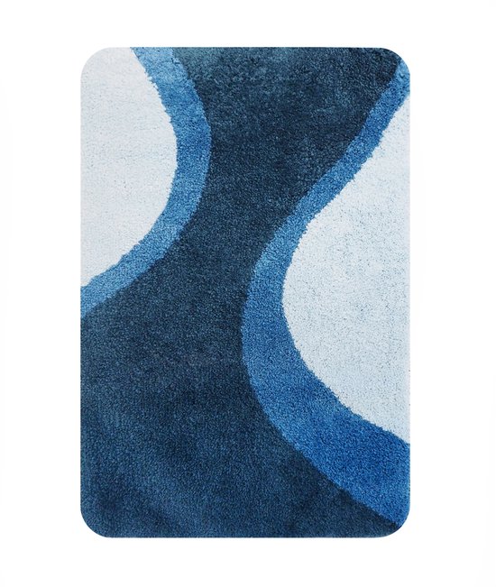 Dutch House Badmat Metz - Badmat 60x90 - blauw - Antislip - Badmatten - Anti Slip Douchemat - Badkamer Mat - Snel Absorberend - Snel Drogende Badmat