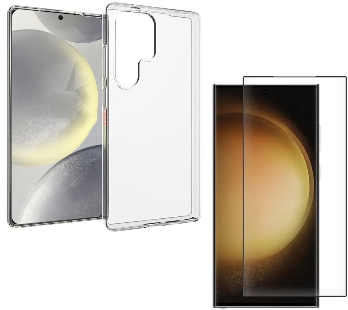 Silicone hoesje Transparant 3x Tempered glas Screen Protector Geschikt voor: Samsung Galaxy S25 Ultra