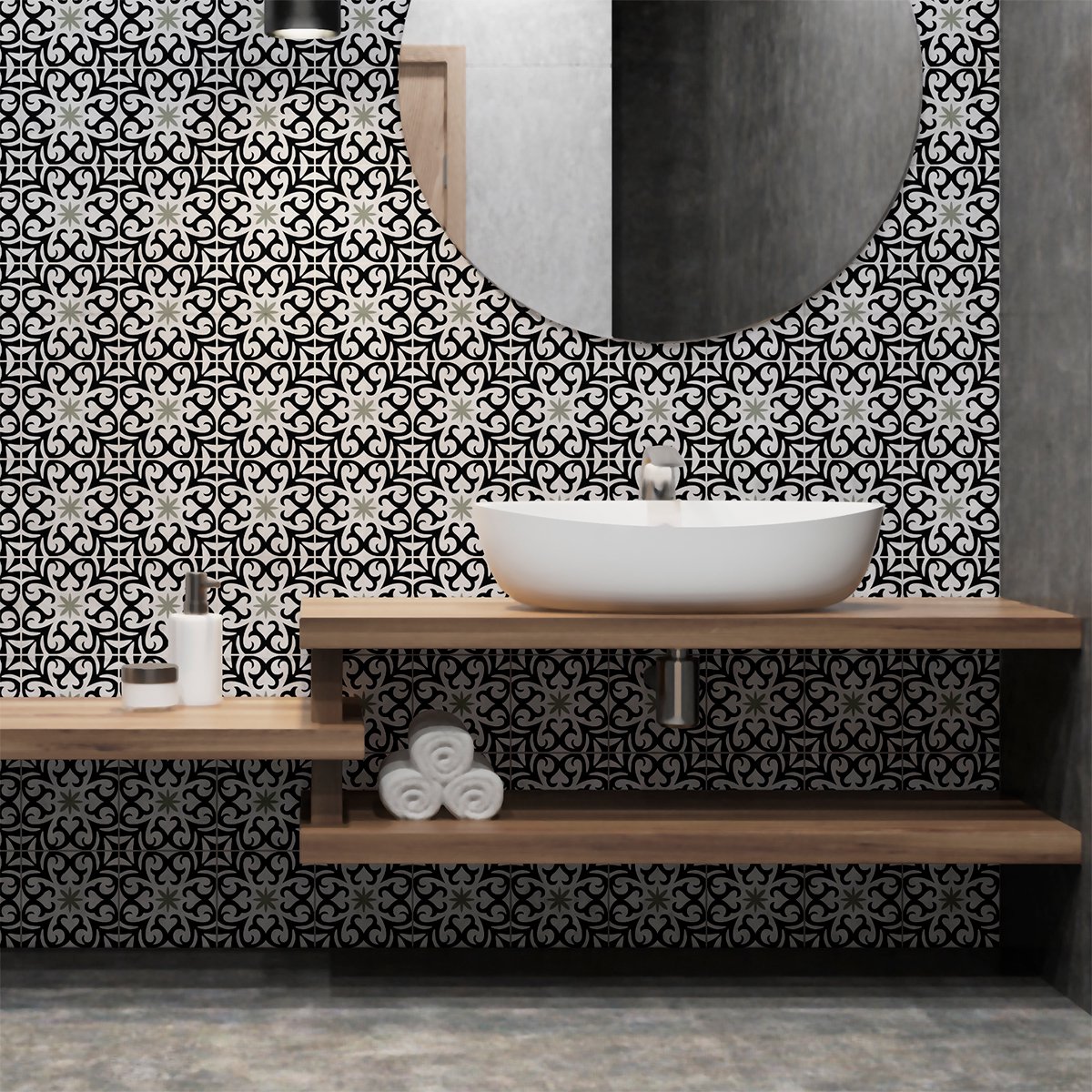 Ambiance Sticker Zelfklevende tegelmuurstickers voor keuken en badkamer - 60 cementtegelstickers (Azulejos Antero) - 60 stickers, 15x15cm Multi color