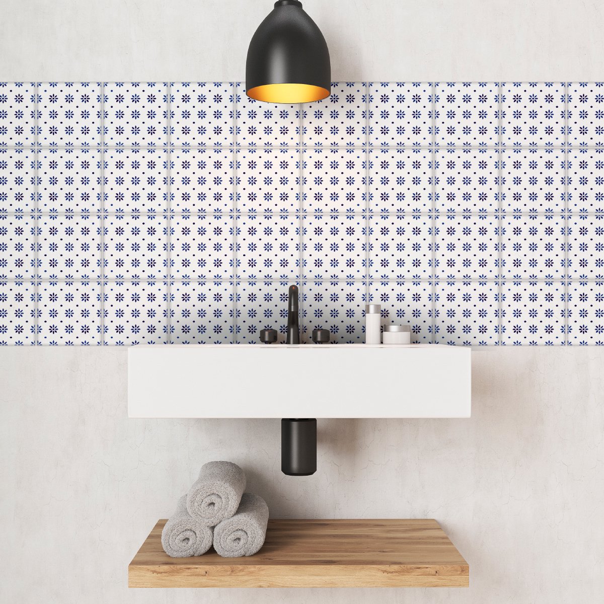 Ambiance Sticker Zelfklevende tegelmuurstickers voor keuken en badkamer - 24 Delftse cementtegelstickers - 24 stickers 10x10cm Multi color