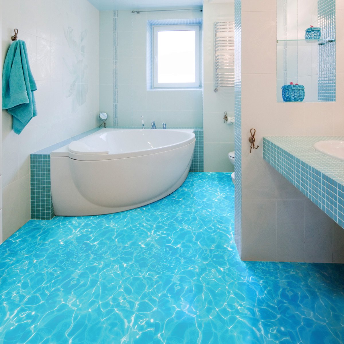 Antislip vloerstickers met beschermende coating - Oceaan tegelvloer - 1 sticker van 50x50 cm