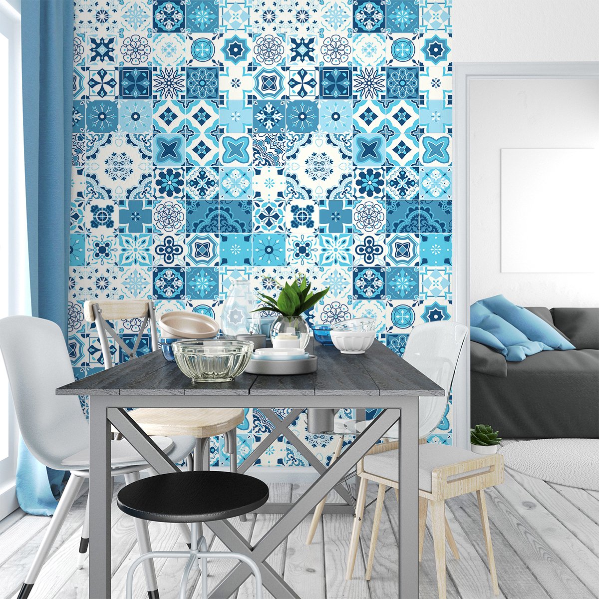 Ambiance Sticker Zelfklevende tegelmuurstickers voor keuken en badkamer - 30 Gaudencia Azulejo tegelstickers - 30 stickers 10x10cm Multi color
